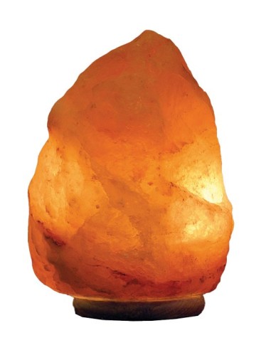 Salzkristall-Lampe 30 - 40 kg mit dunklem Holzsockel