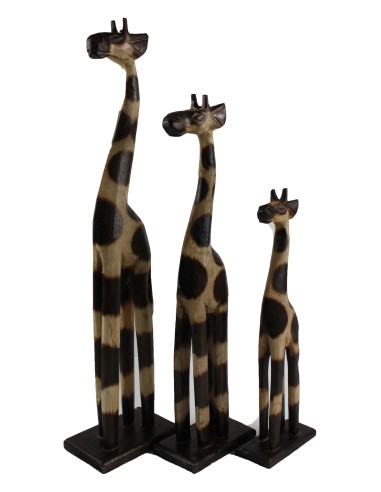 3er Set Giraffen Albesiaholz